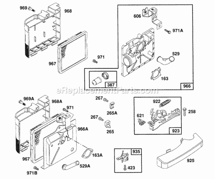 Air Cleaner Groups Brake Diagram and Parts List for 124882-3424-02  Briggs and Stratton Engine